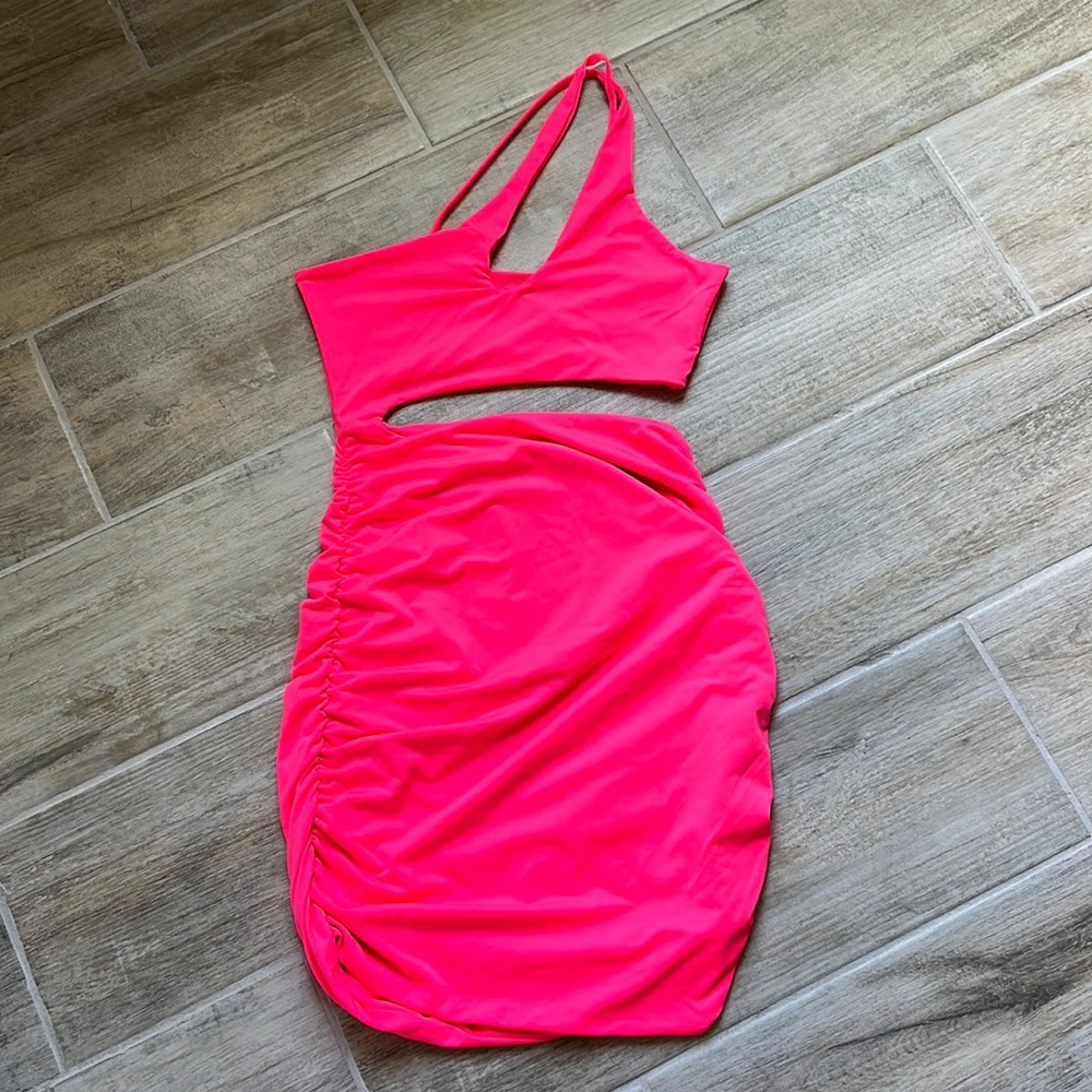*FINAL CALL* HOT Pink Ruched One-Shoulder Going Out Dress from SHEIN